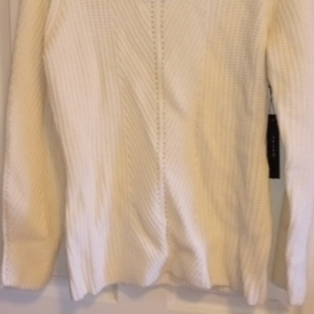 Elie Tahari Ivory Thick Wool Blend Cowl Neck Vintage Sweater - Size: L - Picture 6 of 16